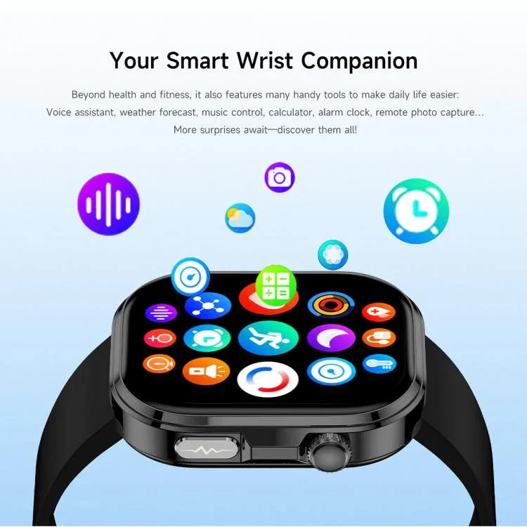 GE52 Ecrã HD Full Touch de 1,88 polegadas Smartwatch com Chamada BT Correia de Silicone, Suporta Monitorização de Saúde