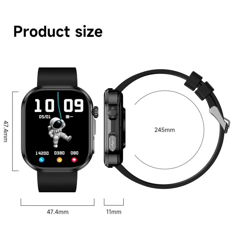 GE52 Ecrã HD Full Touch de 1,88 polegadas Smartwatch com Chamada BT Correia de Silicone, Suporta Monitorização de Saúde