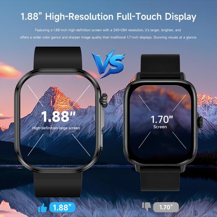 GE52 Ecrã HD Full Touch de 1,88 polegadas Smartwatch com Chamada BT Correia de Silicone, Suporta Monitorização de Saúde