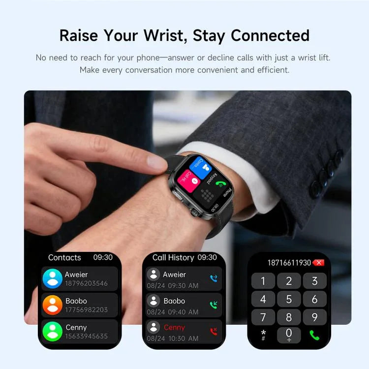 GE52 Ecrã HD Full Touch de 1,88 polegadas Smartwatch com Chamada BT Correia de Silicone, Suporta Monitorização de Saúde