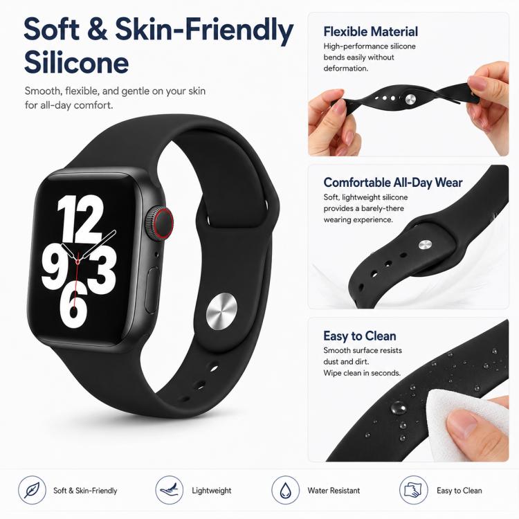 Pack de 5 Pulseiras Desportivas em Silicone de Cor Sólida xDfind, Para Apple Watch 42 / 44 / 45 / 46 / 49mm, Para Apple Watch 38 / 40 / 41 / S11 42mm