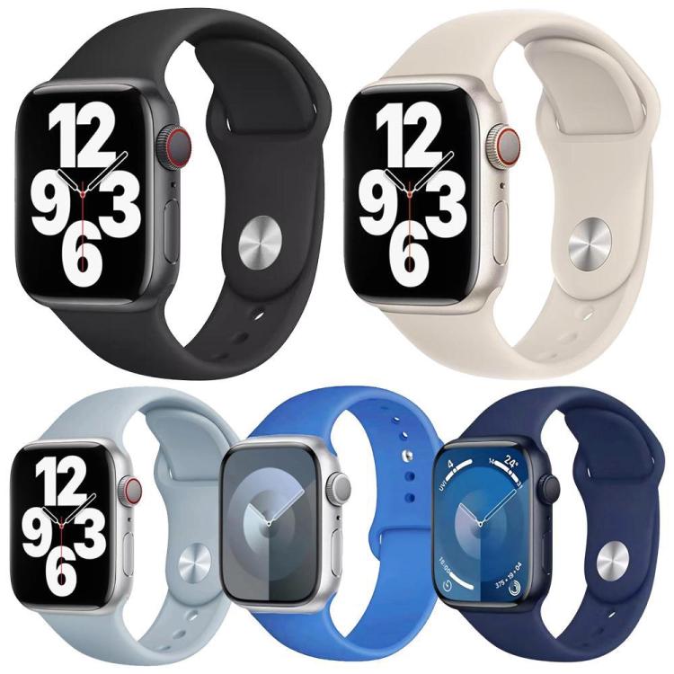 Pack de 5 Pulseiras Desportivas em Silicone de Cor Sólida xDfind, Para Apple Watch 42 / 44 / 45 / 46 / 49mm, Para Apple Watch 38 / 40 / 41 / S11 42mm