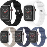 Pack de 5 Pulseiras em Silicone com Fivela Borboleta xDfind, Para Apple Watch 42 / 44 / 45 / 46 / 49mm, Para Apple Watch 38 / 40 / 41 / S11 42mm