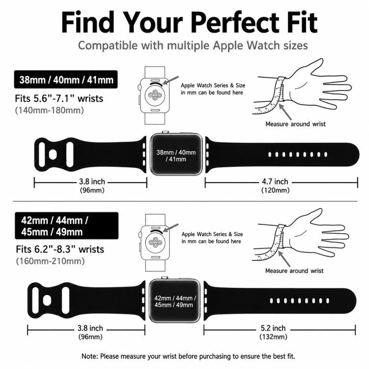 Pack de 5 Pulseiras em Silicone com Fivela Borboleta xDfind, Para Apple Watch 42 / 44 / 45 / 46 / 49mm, Para Apple Watch 38 / 40 / 41 / S11 42mm