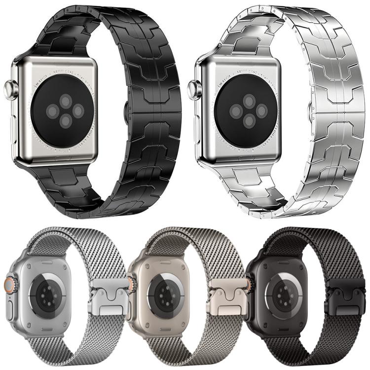 Pack de 5 Pulseiras Mistas Milanês com Fivela Guarda-Chuva + Fivela Borboleta xDfind, Para Apple Watch 42 / 44 / 45 / 46 / 49mm, Para Apple Watch 38 / 40 / 41 / S11 42mm