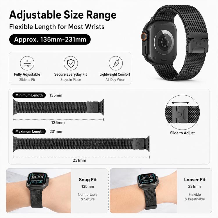 Pack de 5 Pulseiras Mistas Milanês com Fivela Guarda-Chuva + Fivela Borboleta xDfind, Para Apple Watch 42 / 44 / 45 / 46 / 49mm, Para Apple Watch 38 / 40 / 41 / S11 42mm