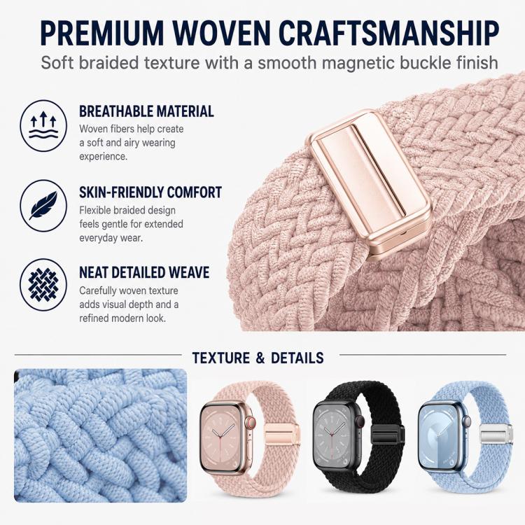 Pack de 5 Pulseiras Trançadas com Fivela Magnética xDfind, Para Apple Watch 42 / 44 / 45 / 46 / 49mm, Para Apple Watch 38 / 40 / 41 / S11 42mm