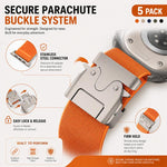 Pack de 5 Pulseiras em Nylon Elástico com Fivela Pára-quedas xDfind, Para Apple Watch 42 / 44 / 45 / 46 / 49mm, Para Apple Watch 38 / 40 / 41 / S11 42mm