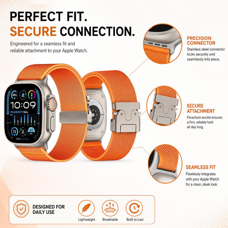 Pack de 5 Pulseiras em Nylon Elástico com Fivela Pára-quedas xDfind, Para Apple Watch 42 / 44 / 45 / 46 / 49mm, Para Apple Watch 38 / 40 / 41 / S11 42mm