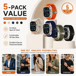Pack de 5 Pulseiras em Nylon Elástico com Fivela Pára-quedas xDfind, Para Apple Watch 42 / 44 / 45 / 46 / 49mm, Para Apple Watch 38 / 40 / 41 / S11 42mm