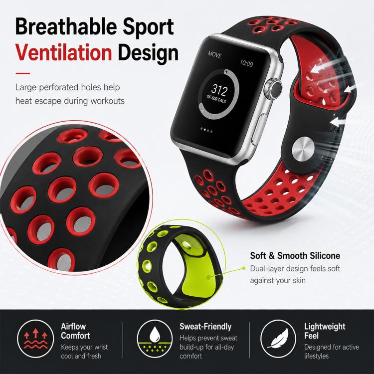 Pack de 5 Pulseiras Desportivas em Silicone Bicolor xDfind, Para Apple Watch 42 / 44 / 45 / 46 / 49mm, Para Apple Watch 38 / 40 / 41 / S11 42mm