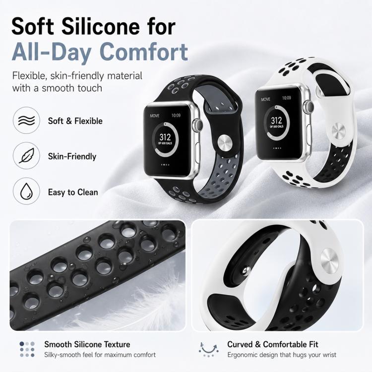 Pack de 5 Pulseiras Desportivas em Silicone Bicolor xDfind, Para Apple Watch 42 / 44 / 45 / 46 / 49mm, Para Apple Watch 38 / 40 / 41 / S11 42mm