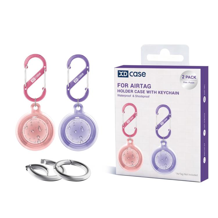XDcase Pack de 2 Capas Protetoras Impermeáveis de TPU com Porta-chaves, Para AirTag 2ª Geração / 1ª Geração