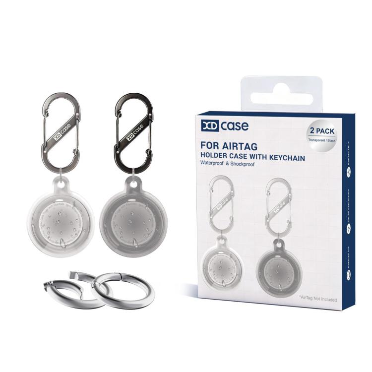XDcase Pack de 2 Capas Protetoras Impermeáveis de TPU com Porta-chaves, Para AirTag 2ª Geração / 1ª Geração