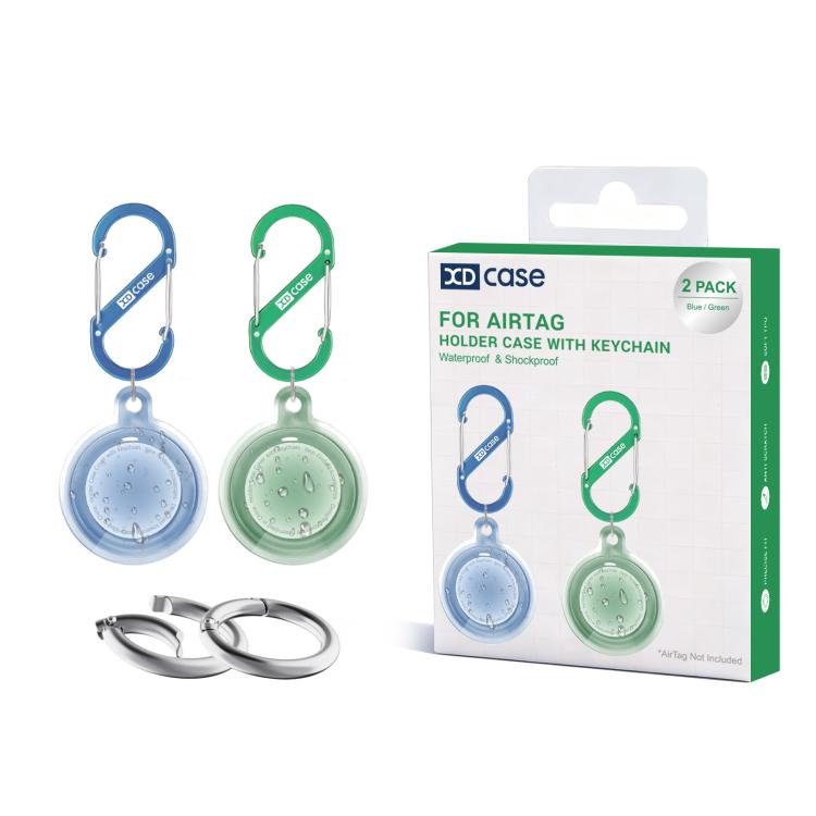 XDcase Pack de 2 Capas Protetoras Impermeáveis de TPU com Porta-chaves, Para AirTag 2ª Geração / 1ª Geração