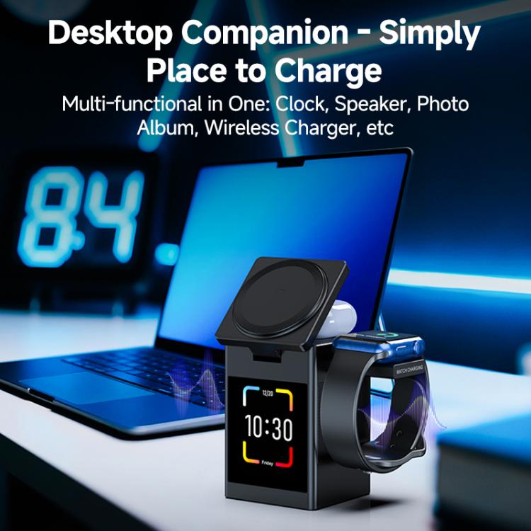 S5D 3 in 1 15W Multi-functional Touchscreen Wireless Charger with Bluetooth Speaker Function