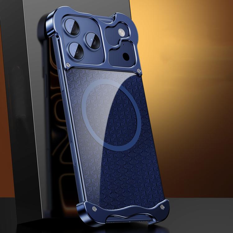 Capa para telemóvel em liga de alumínio sem bordas com padrão de armadura dourada e MagSafe, para iPhone 17 Pro Max, para iPhone 17 Pro
