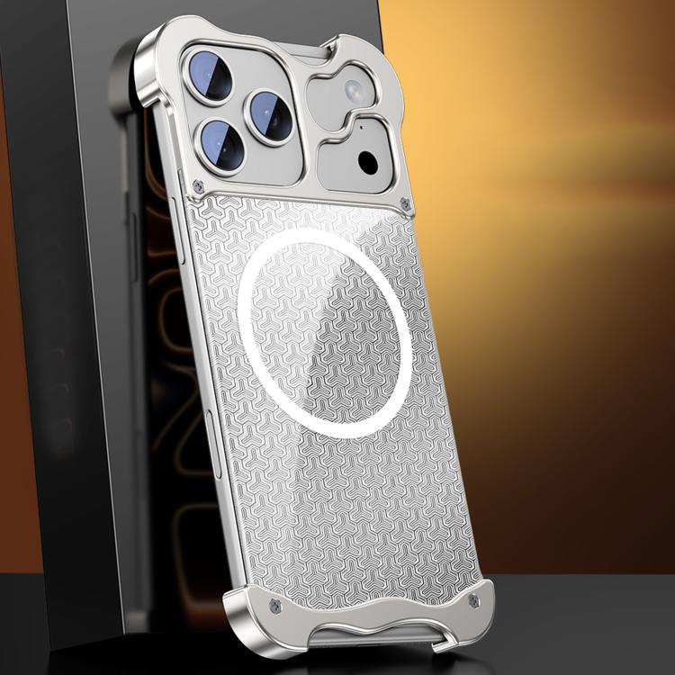 Capa para telemóvel em liga de alumínio sem bordas com padrão de armadura dourada e MagSafe, para iPhone 17 Pro Max, para iPhone 17 Pro