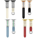 Pulseira Híbrida em Pele Genuína com Aço Inoxidável e Diamantes xDfind, Para Apple Watch 38 / 40 / 41 / S11 42mm