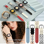 Pulseira Híbrida em Pele Genuína com Aço Inoxidável e Diamantes xDfind, Para Apple Watch 38 / 40 / 41 / S11 42mm