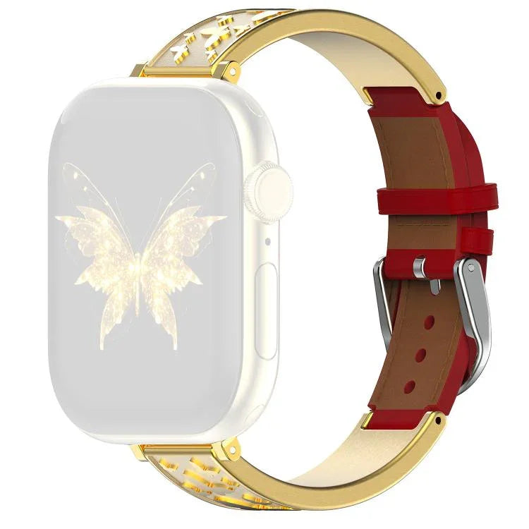 Pulseira Híbrida em Pele Genuína com Aço Inoxidável e Fivela Borboleta xDfind, Para Apple Watch 42 / 44 / 45 / 46 / 49mm, Para Apple Watch 38 / 40 / 41 / S11 42mm