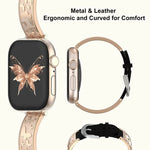 Pulseira Híbrida em Pele Genuína com Aço Inoxidável e Fivela Borboleta xDfind, Para Apple Watch 42 / 44 / 45 / 46 / 49mm, Para Apple Watch 38 / 40 / 41 / S11 42mm