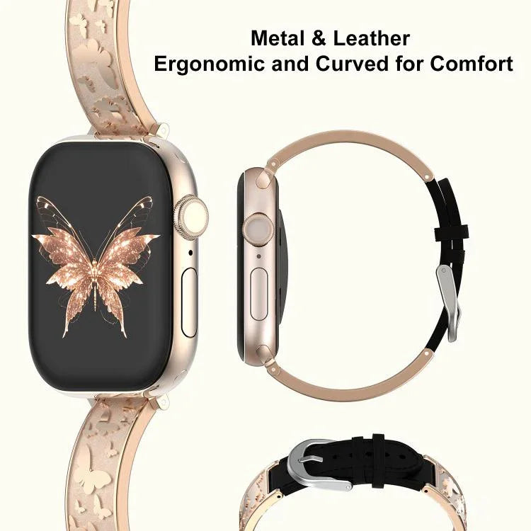 Pulseira Híbrida em Pele Genuína com Aço Inoxidável e Fivela Borboleta xDfind, Para Apple Watch 42 / 44 / 45 / 46 / 49mm, Para Apple Watch 38 / 40 / 41 / S11 42mm
