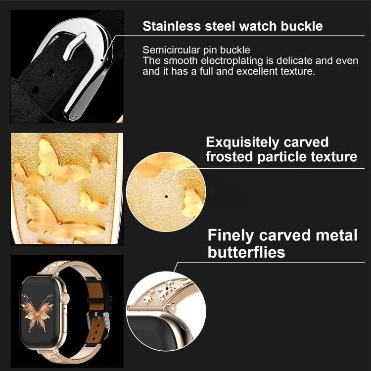 Pulseira Híbrida em Pele Genuína com Aço Inoxidável e Fivela Borboleta xDfind, Para Apple Watch 42 / 44 / 45 / 46 / 49mm, Para Apple Watch 38 / 40 / 41 / S11 42mm