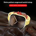 Pulseira Híbrida em Pele Genuína com Aço Inoxidável e Gravura Floral Retro xDfind, Para Apple Watch 38 / 40 / 41 / S11 42mm
