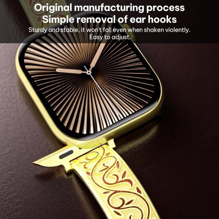Pulseira Híbrida em Pele Genuína com Aço Inoxidável e Gravura Floral Retro xDfind, Para Apple Watch 38 / 40 / 41 / S11 42mm