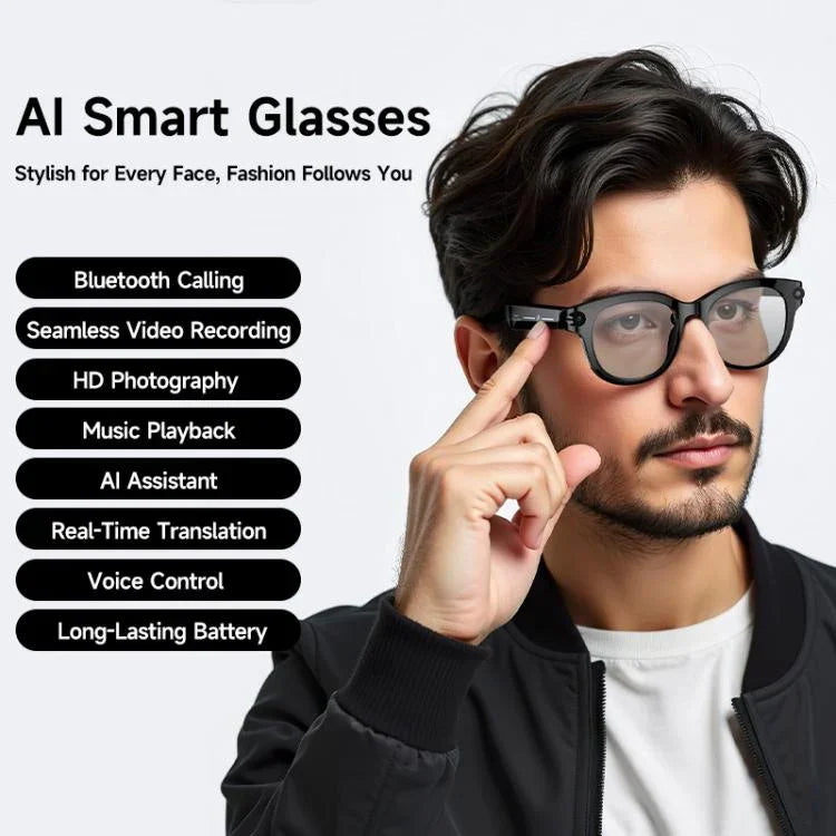 Óculos Inteligentes M89 2MP com IA Suportam Chamadas Bluetooth, Assistente de Voz Inteligente com IA
