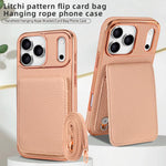 VIETAO Litchi Texture Wallet PU Phone Case with Lanyard, For iPhone 17 Pro Max, For iPhone 17 Pro