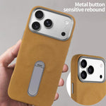 Capa para telemóvel VIETAO MagSafe em pele PU camurça com suporte, para iPhone 17 Pro Max, para iPhone 17 Pro, para iPhone 17, para iPhone Air