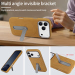 Capa para telemóvel VIETAO MagSafe em pele PU camurça com suporte, para iPhone 17 Pro Max, para iPhone 17 Pro, para iPhone 17, para iPhone Air