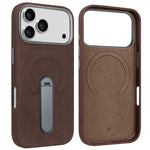 Capa para telemóvel VIETAO MagSafe em pele PU camurça com suporte, para iPhone 17 Pro Max, para iPhone 17 Pro, para iPhone 17, para iPhone Air