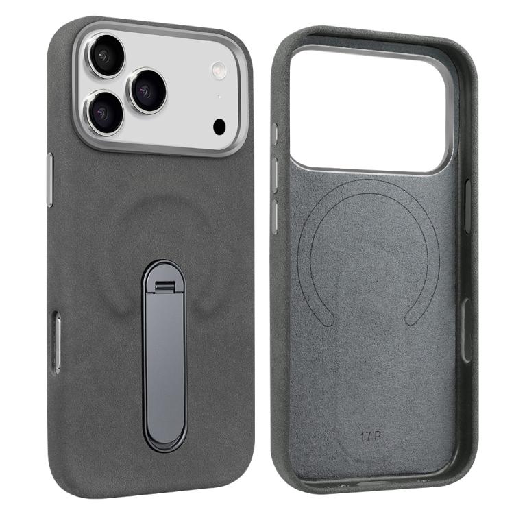 Capa para telemóvel VIETAO MagSafe em pele PU camurça com suporte, para iPhone 17 Pro Max, para iPhone 17 Pro, para iPhone 17, para iPhone Air