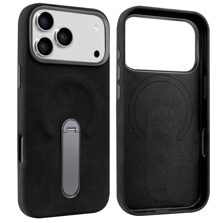 Capa para telemóvel VIETAO MagSafe em pele PU camurça com suporte, para iPhone 17 Pro Max, para iPhone 17 Pro, para iPhone 17, para iPhone Air