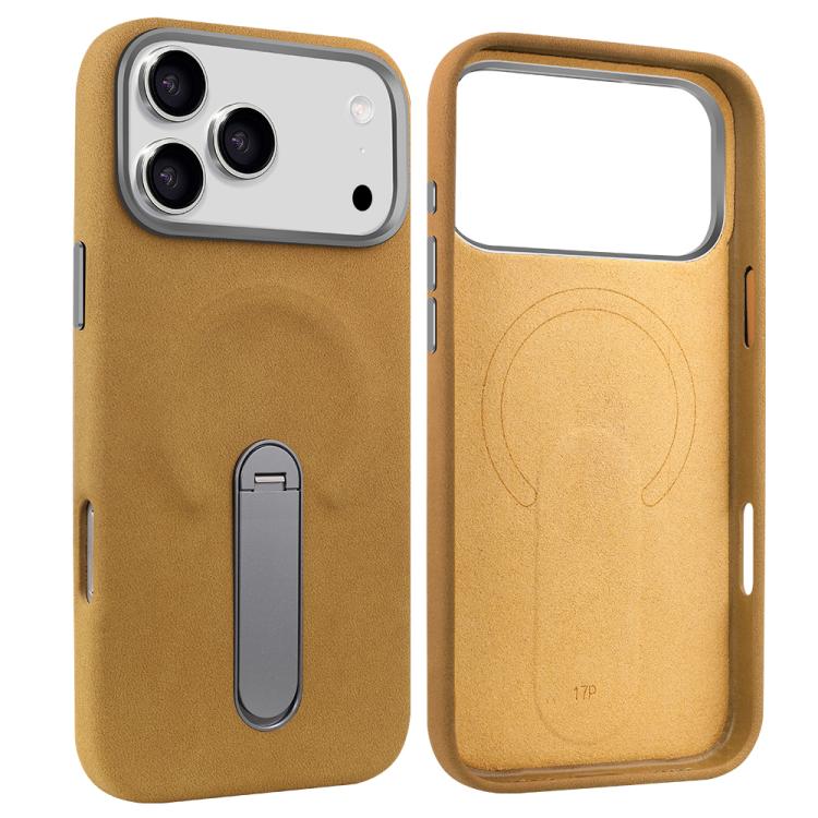 Capa para telemóvel VIETAO MagSafe em pele PU camurça com suporte, para iPhone 17 Pro Max, para iPhone 17 Pro, para iPhone 17, para iPhone Air