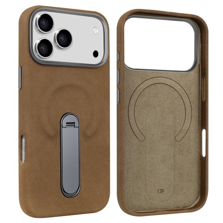 Capa para telemóvel VIETAO MagSafe em pele PU camurça com suporte, para iPhone 17 Pro Max, para iPhone 17 Pro, para iPhone 17, para iPhone Air