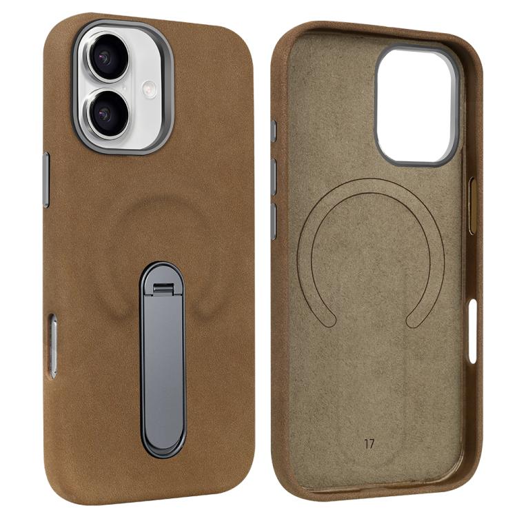 Capa para telemóvel VIETAO MagSafe em pele PU camurça com suporte, para iPhone 17 Pro Max, para iPhone 17 Pro, para iPhone 17, para iPhone Air