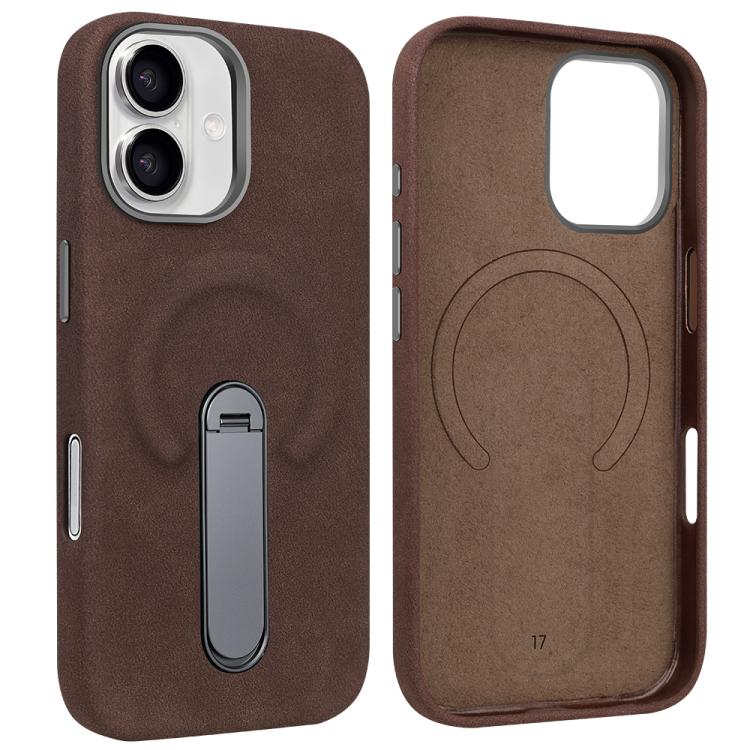 Capa para telemóvel VIETAO MagSafe em pele PU camurça com suporte, para iPhone 17 Pro Max, para iPhone 17 Pro, para iPhone 17, para iPhone Air