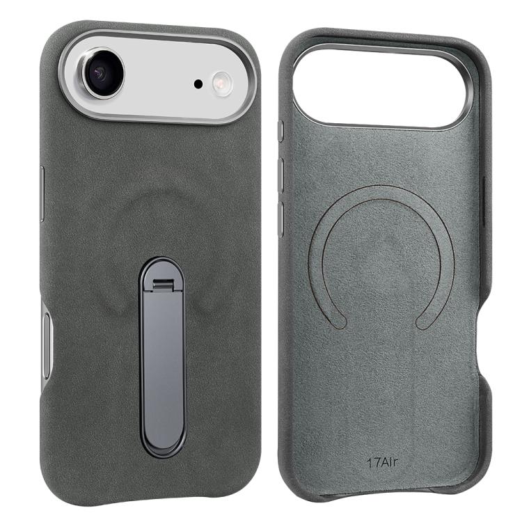 Capa para telemóvel VIETAO MagSafe em pele PU camurça com suporte, para iPhone 17 Pro Max, para iPhone 17 Pro, para iPhone 17, para iPhone Air