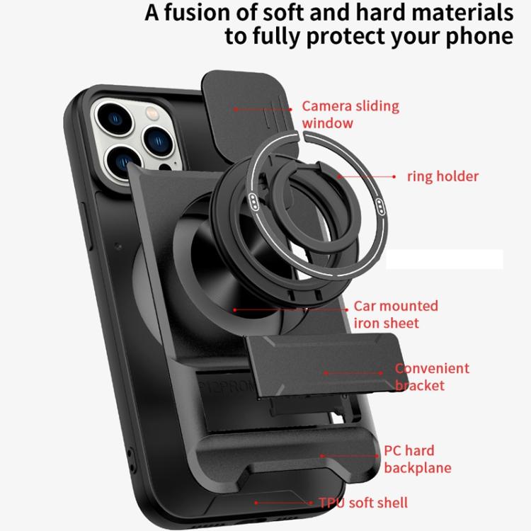 Capa de telemóvel multifuncional com janela deslizante para lente, magnética e resistente a choques, para iPhone 13 Pro Max, para iPhone 13 Pro, para iPhone 12 Pro Max, para iPhone 11 Pro Max, para iPhone 11