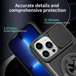 Capa de telemóvel multifuncional com janela deslizante para lente, magnética e resistente a choques, para iPhone 13 Pro Max, para iPhone 13 Pro, para iPhone 12 Pro Max, para iPhone 11 Pro Max, para iPhone 11