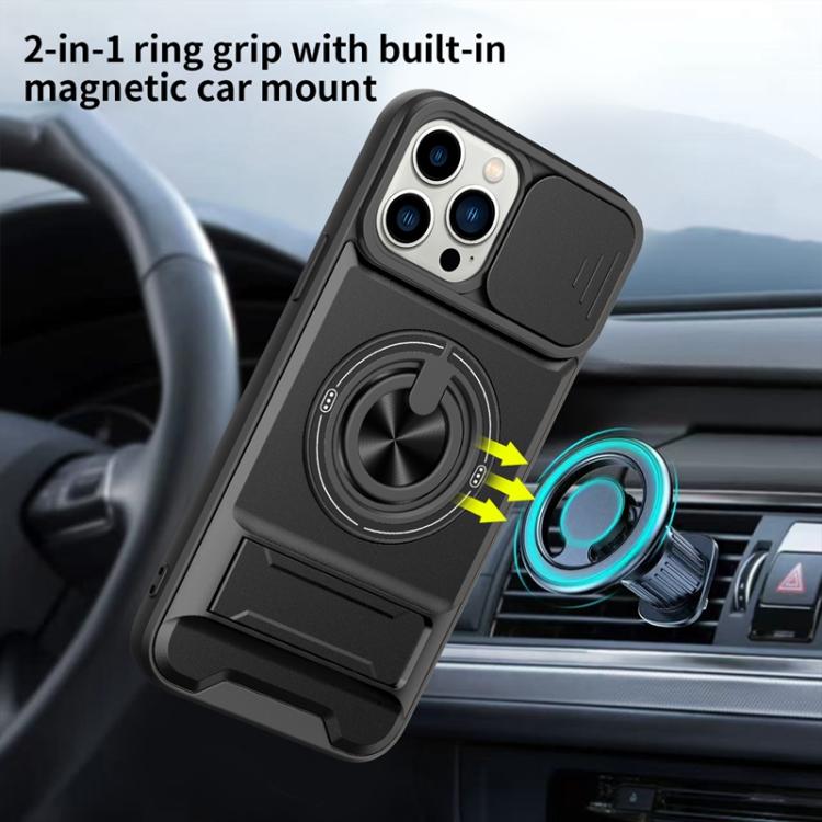 Capa de telemóvel multifuncional com janela deslizante para lente, magnética e resistente a choques, para iPhone 13 Pro Max, para iPhone 13 Pro, para iPhone 12 Pro Max, para iPhone 11 Pro Max, para iPhone 11