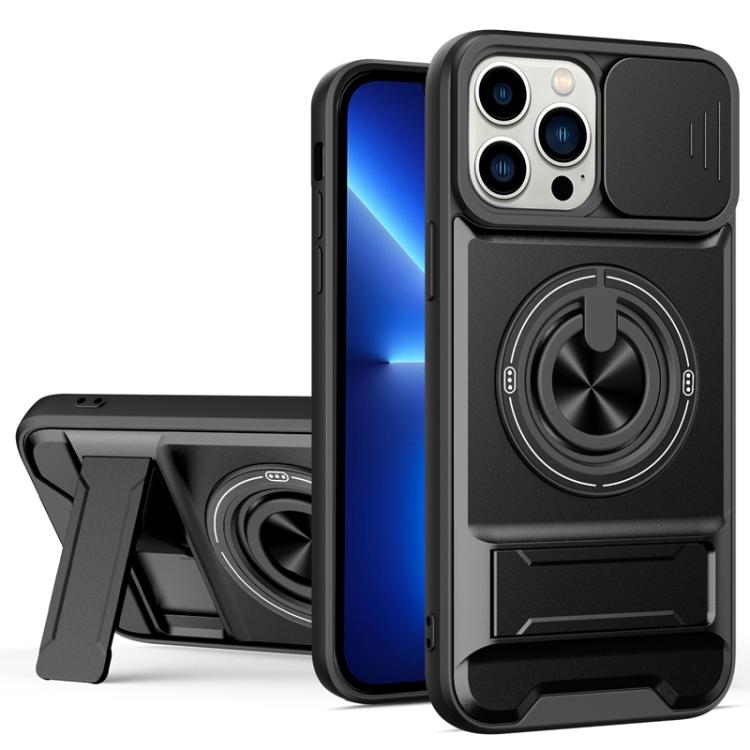 Capa de telemóvel multifuncional com janela deslizante para lente, magnética e resistente a choques, para iPhone 13 Pro Max, para iPhone 13 Pro, para iPhone 12 Pro Max, para iPhone 11 Pro Max, para iPhone 11