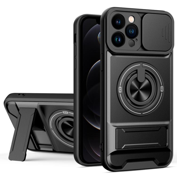 Capa de telemóvel multifuncional com janela deslizante para lente, magnética e resistente a choques, para iPhone 13 Pro Max, para iPhone 13 Pro, para iPhone 12 Pro Max, para iPhone 11 Pro Max, para iPhone 11