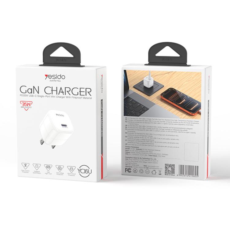 Carregador Rápido Mini Cubo de Gelo Yesido YC16U PD 35W Type-C, Ficha US