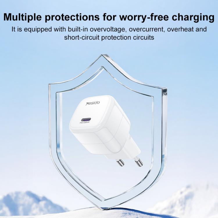 Carregador Rápido Mini Cubo de Gelo Yesido YC103 PD 35W Type-C, Ficha EU
