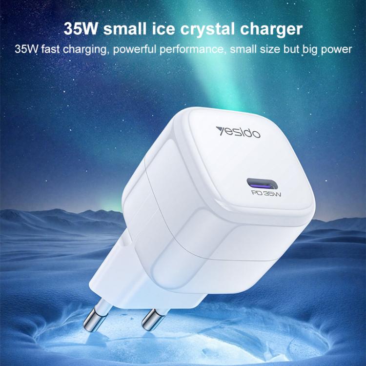 Carregador Rápido Mini Cubo de Gelo Yesido YC103 PD 35W Type-C, Ficha EU